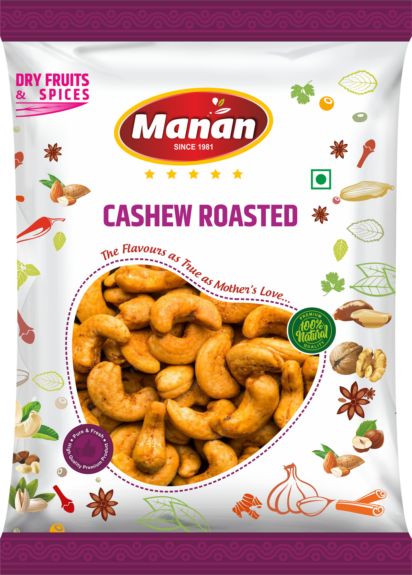 Kaju Roasted by Manan ( Roasted Cashews) 250g Manan Foods CASHEW-ROASTED