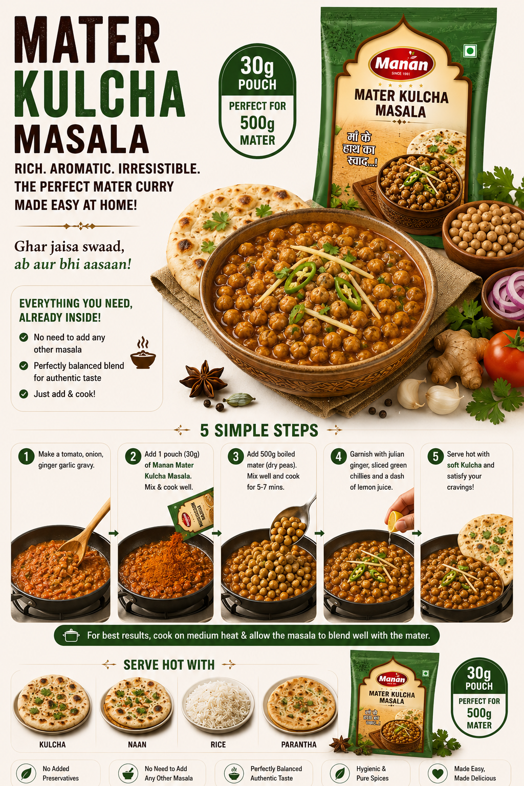 Mater Kulcha Masala