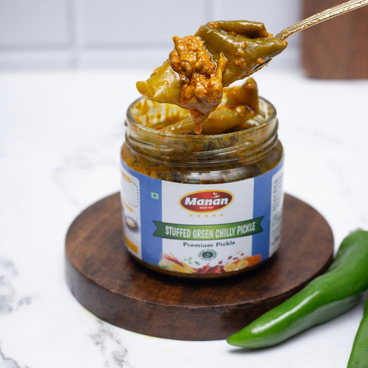 Stuffed Green Chilly Pickle | Bharwa Hari Mirchi Achar Manan Foods MG_9837-copy-scaled